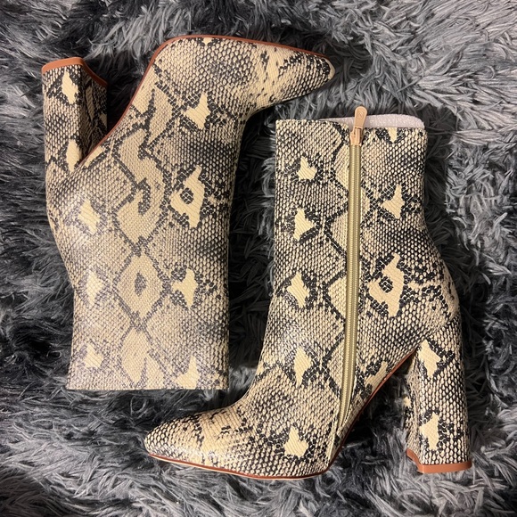 Faux Snakeskin Booties